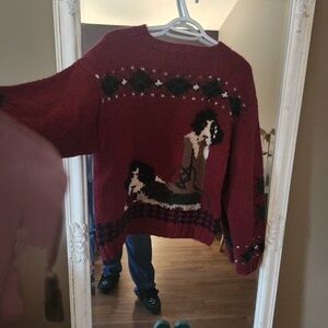 Woolrich Vintage Reddish Sweater with Dog Pattern (Unisex)